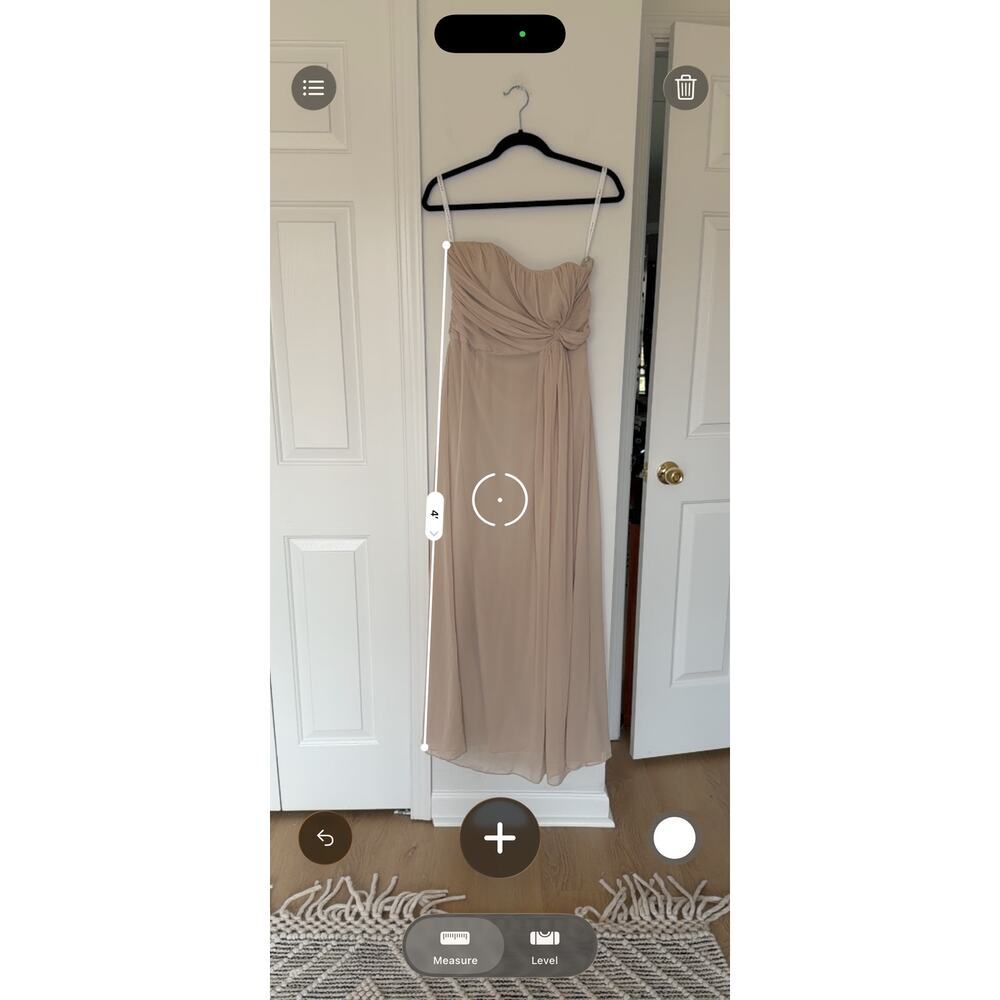 After Six Beige Cream Strapless Chiffon Maxi Bridesmaid Gown - Picture 3 of 7
